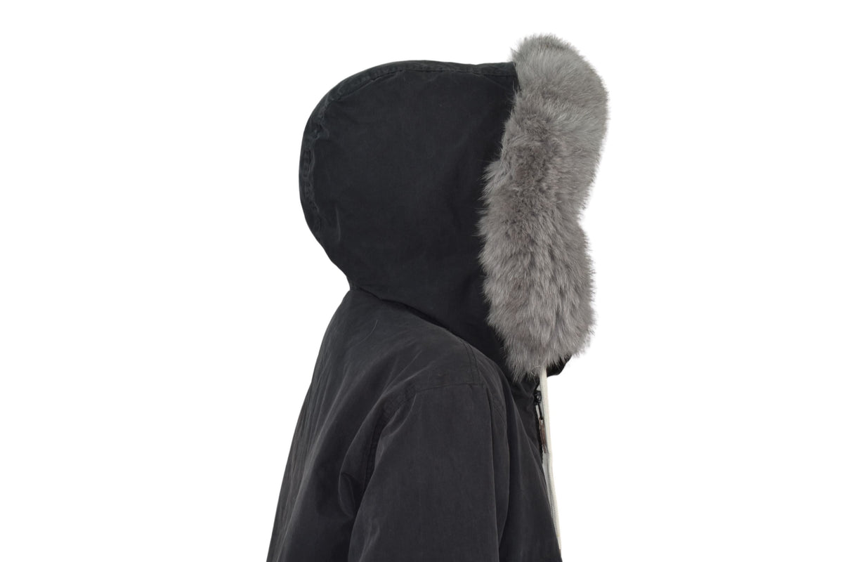 Gray Fox Fur Hood Trim: Detachable Fur Stripe