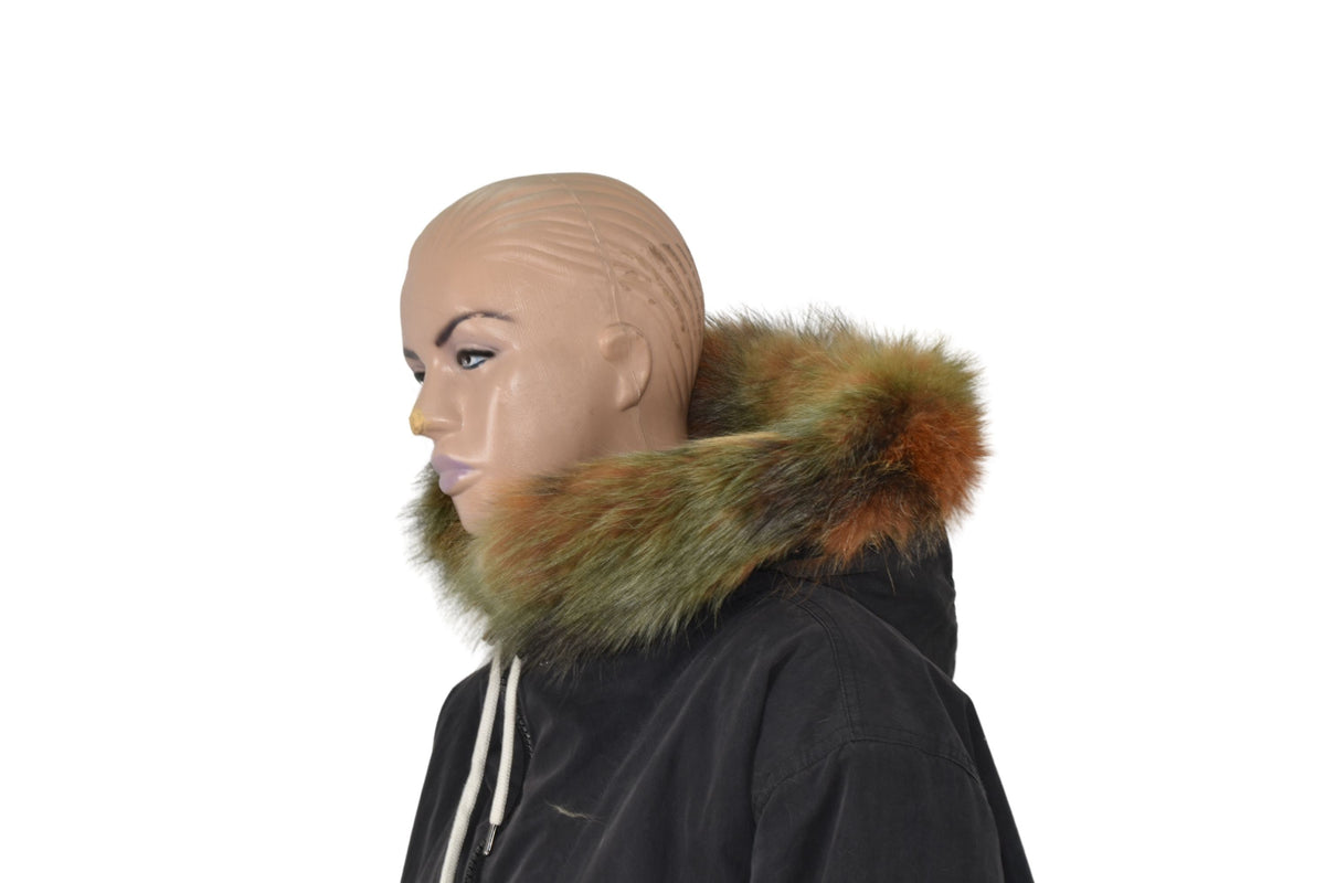 Fox Fur Hood Trim: Detachable Fur Collar Replacement with Buttons