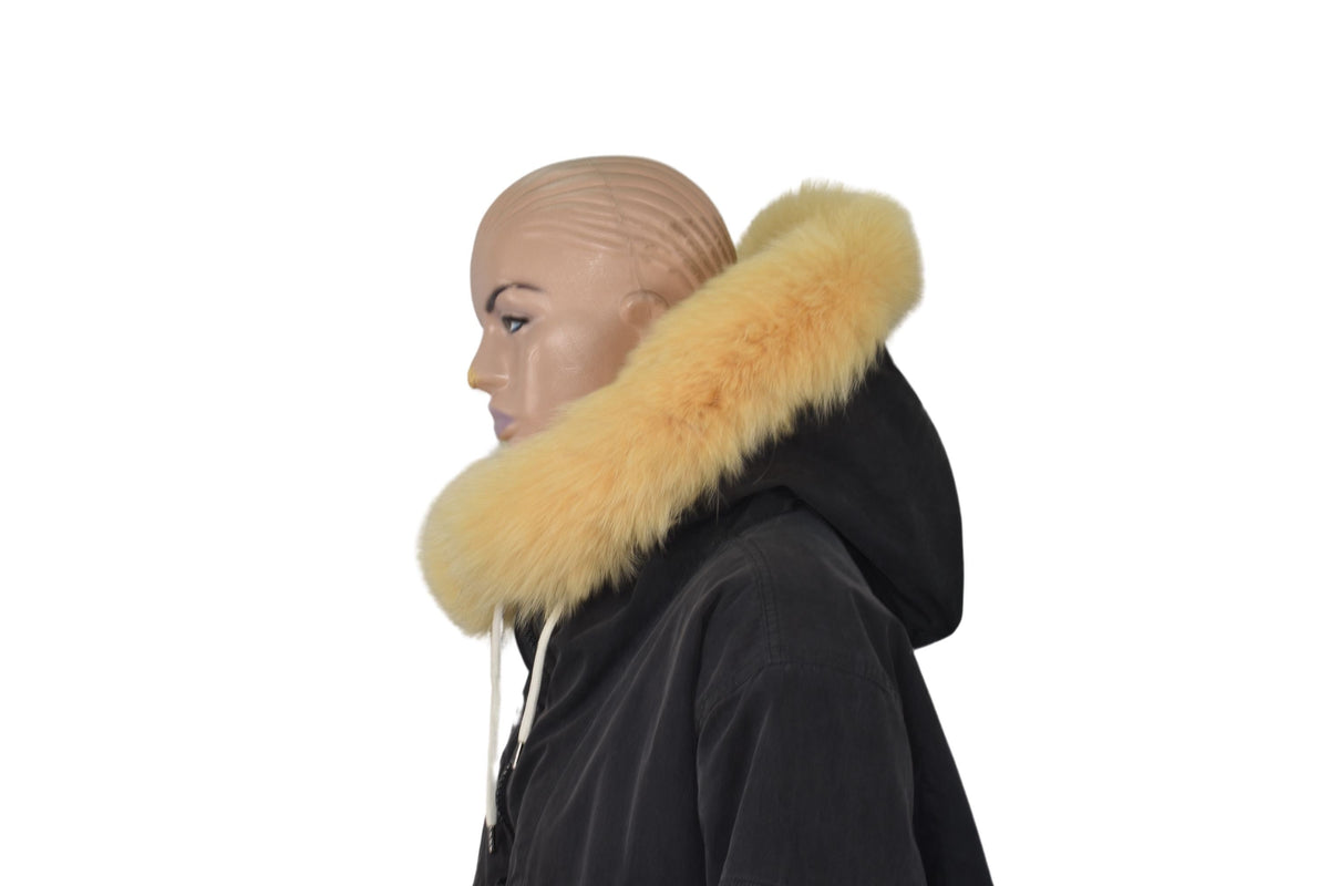 Yellow Fox Fur Hood Trim: Handmade Fur Collar Replacement