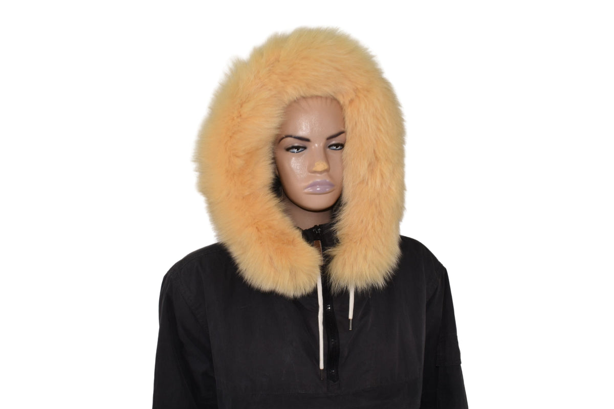Yellow Fox Fur Hood Trim: Handmade Fur Collar Replacement