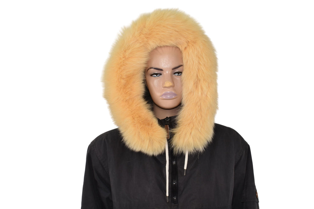 Yellow Fox Fur Hood Trim: Handmade Fur Collar Replacement