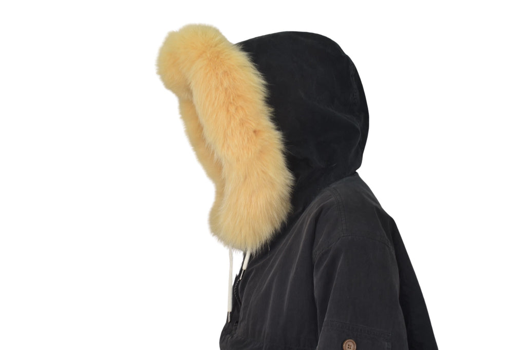 Yellow Fox Fur Hood Trim: Handmade Fur Collar Replacement