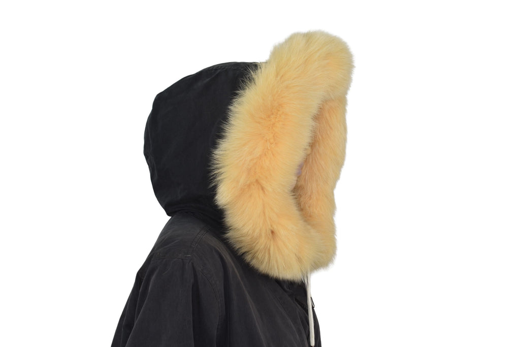 Yellow Fox Fur Hood Trim: Handmade Fur Collar Replacement