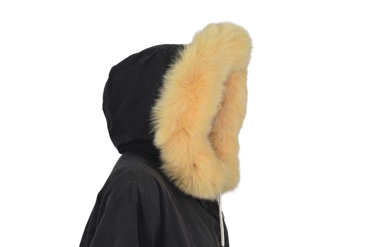 Yellow Fox Fur Hood Trim: Handmade Fur Collar Replacement