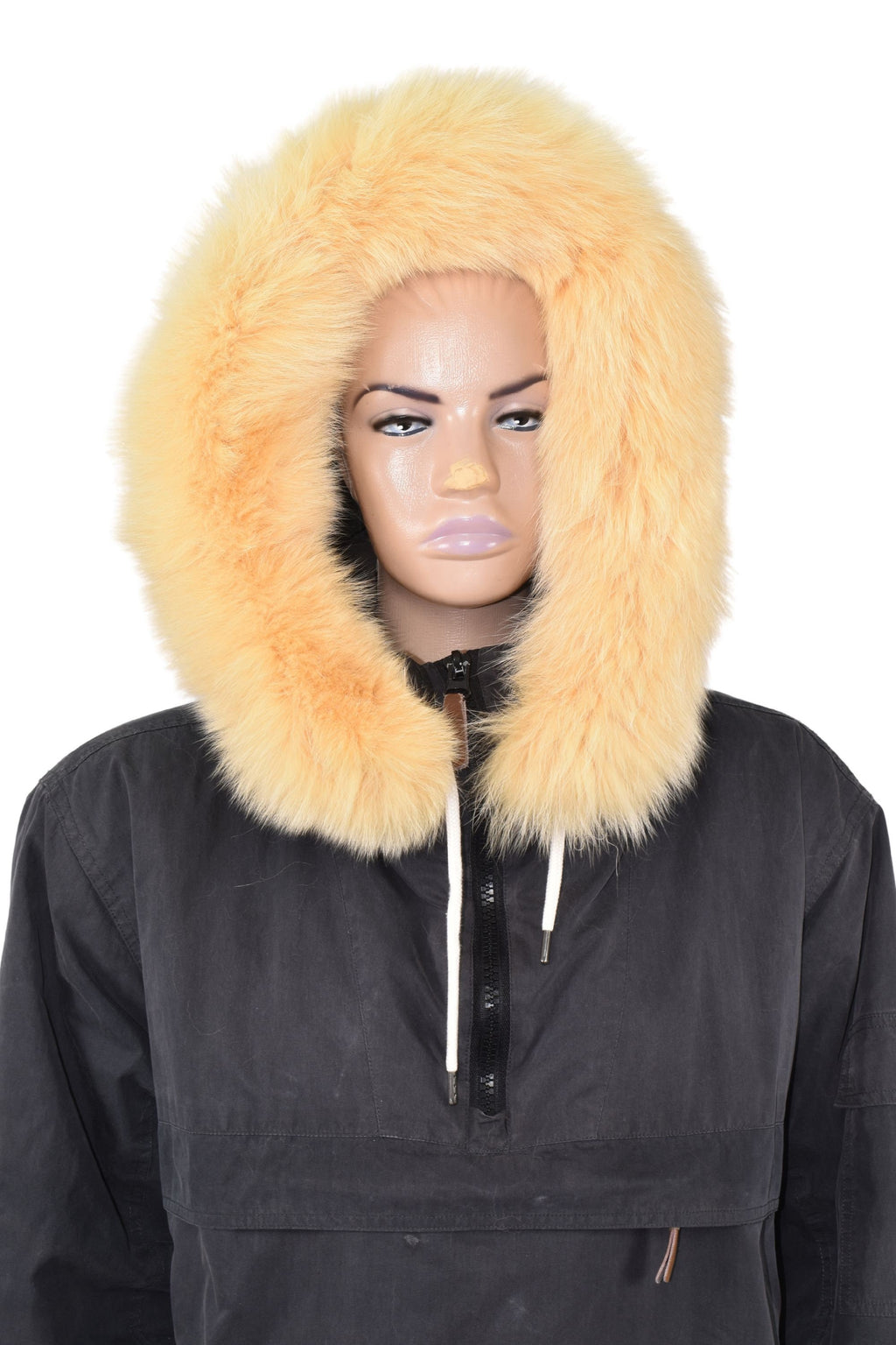 Yellow Fox Fur Hood Trim: Handmade Fur Collar Replacement