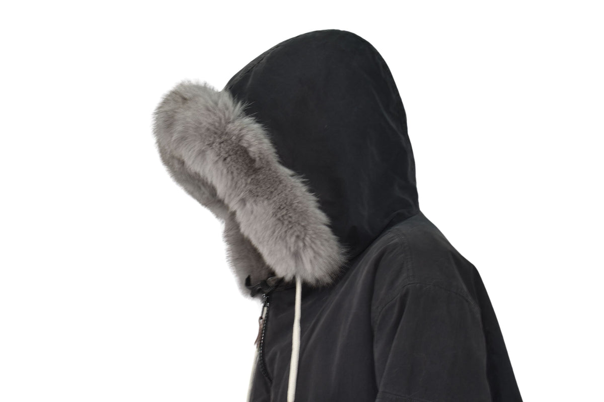 Gray Fox Fur Hood Trim: Detachable Fur Stripe