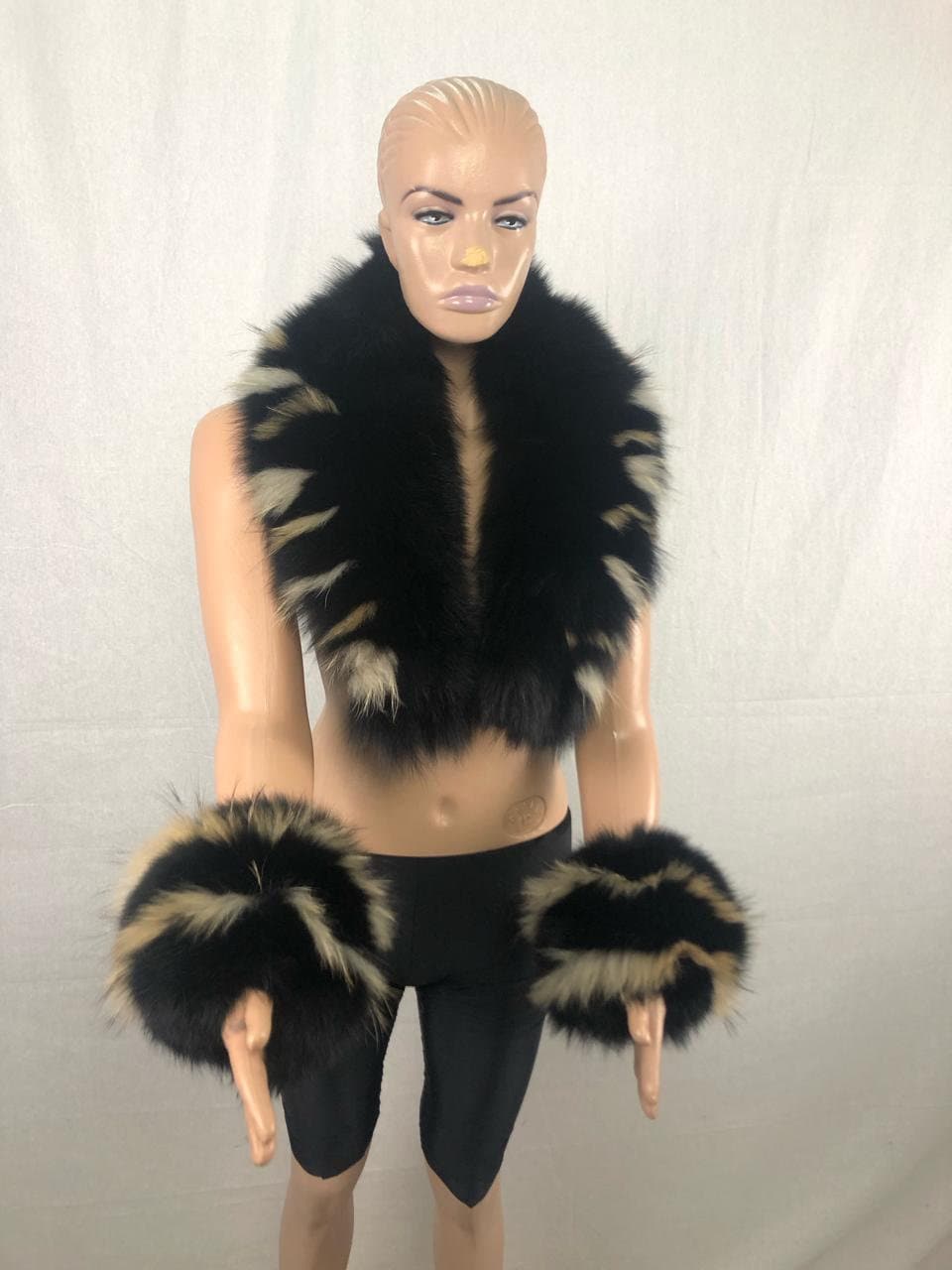 Handmade Fox Fur Collar & Cuffs Set - Detachable Coat Collar