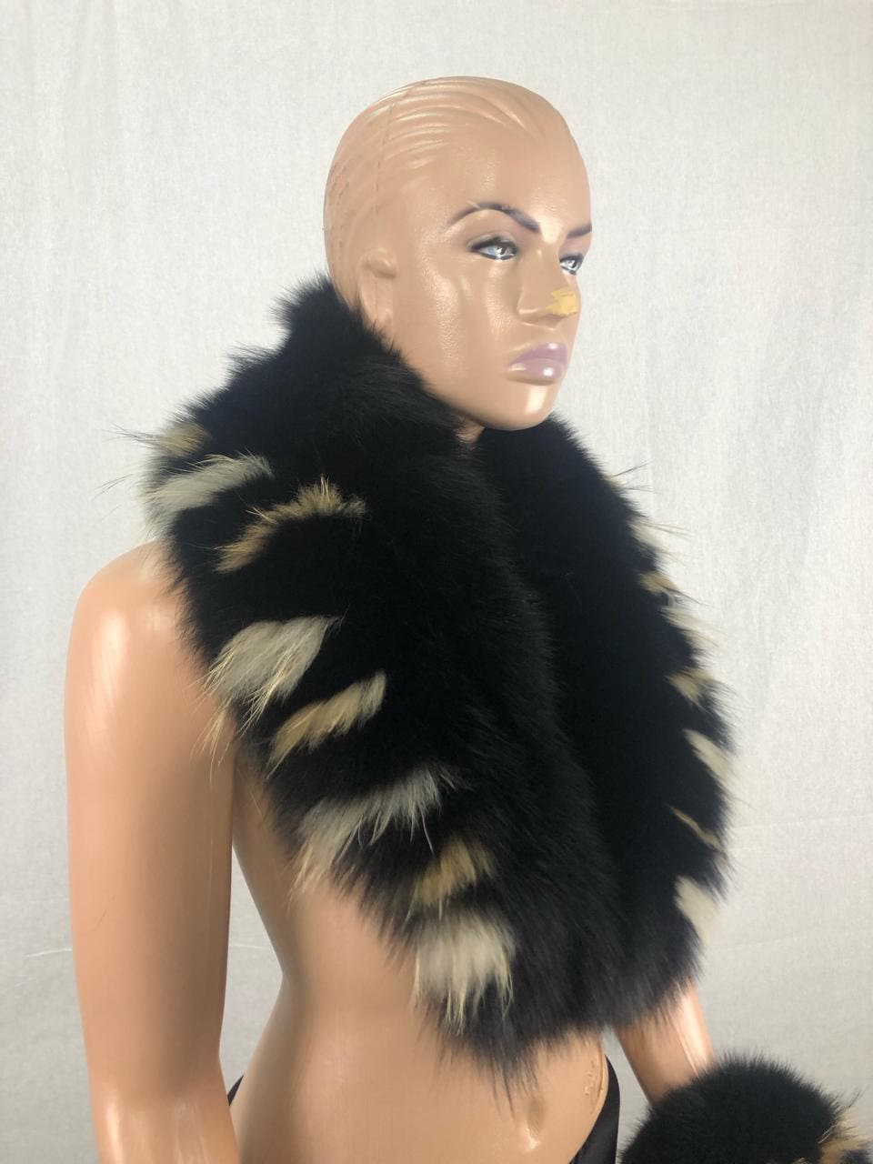 Handmade Fox Fur Collar & Cuffs Set - Detachable Coat Collar