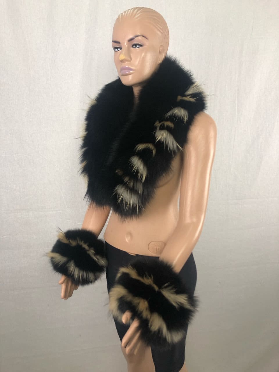 Handmade Fox Fur Collar & Cuffs Set - Detachable Coat Collar