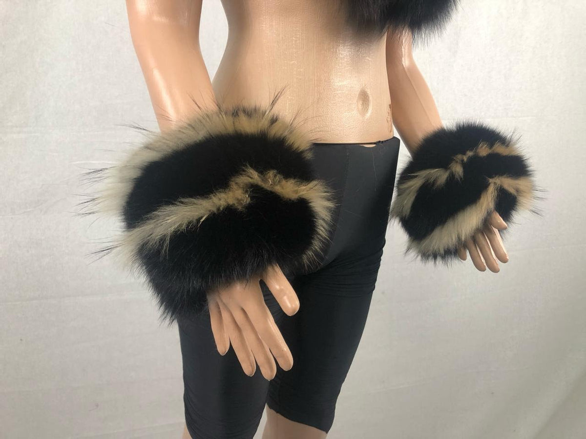 Handmade Fox Fur Collar & Cuffs Set - Detachable Coat Collar