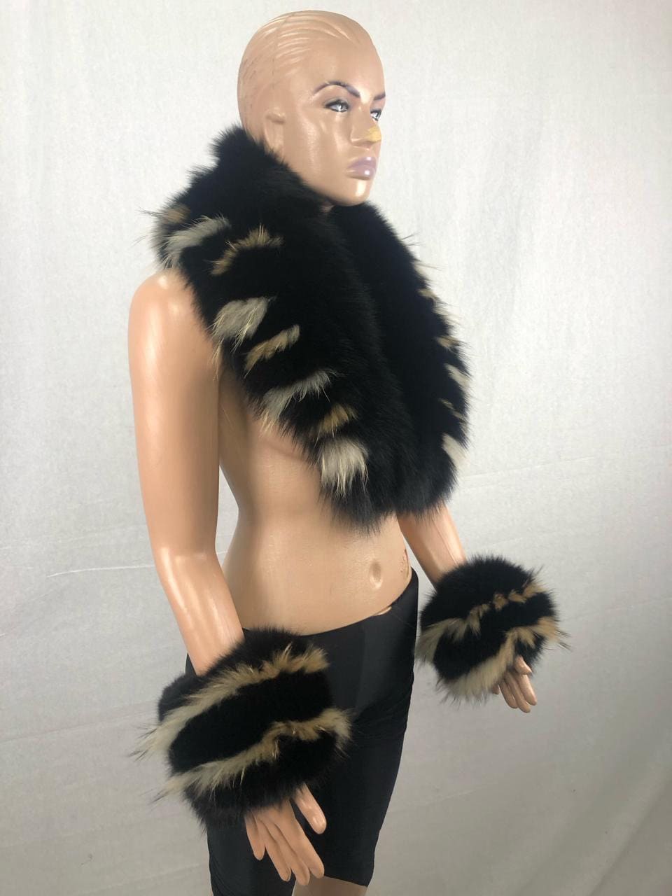 Handmade Fox Fur Collar & Cuffs Set - Detachable Coat Collar