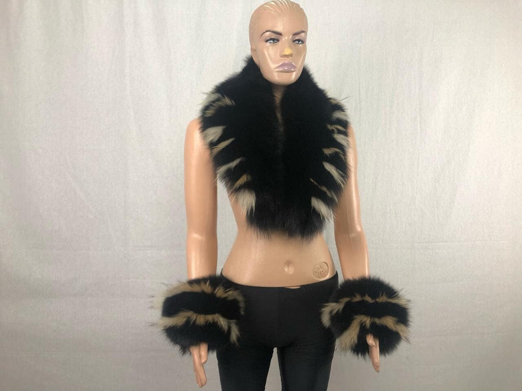 Handmade Fox Fur Collar & Cuffs Set - Detachable Coat Collar