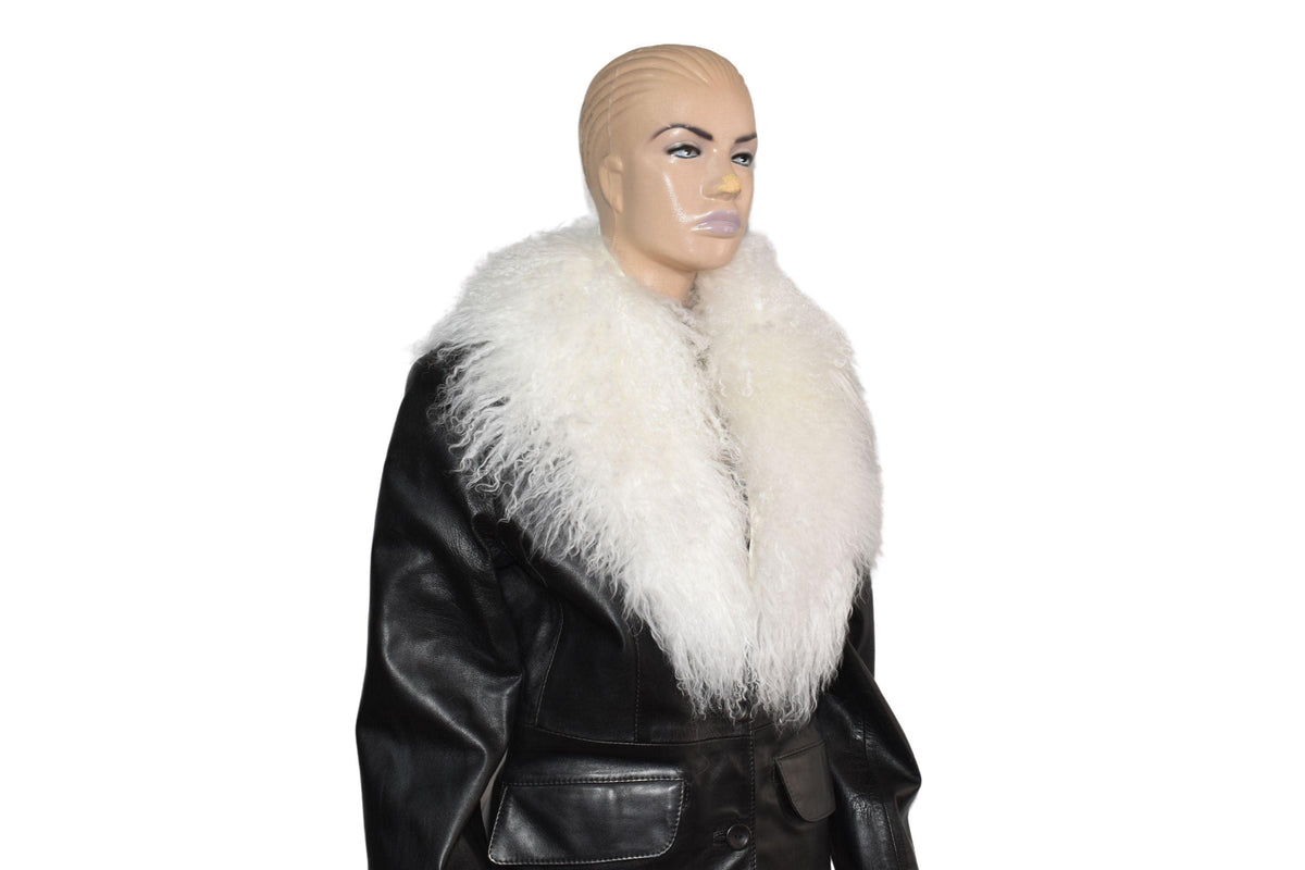 Handmade White Mongolian Lamb Fur Collar