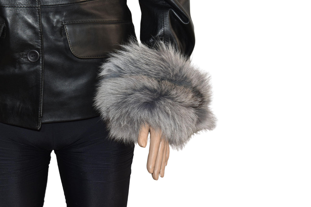 Gray Fox Fur Cuffs: Detachable Winter Coat Cuffs