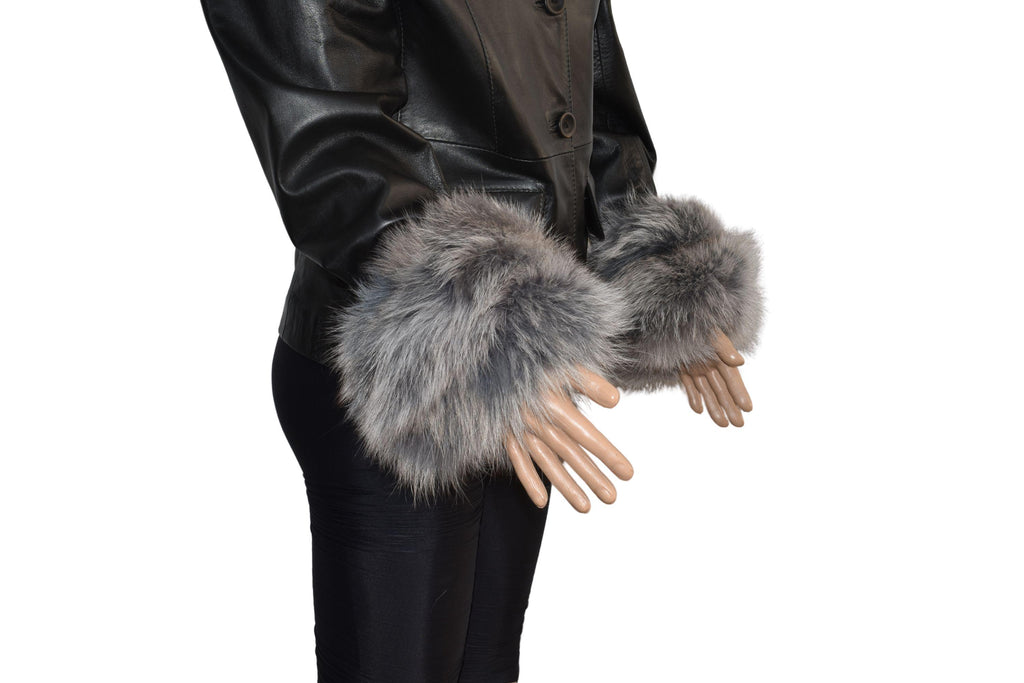 Gray Fox Fur Cuffs: Detachable Winter Coat Cuffs