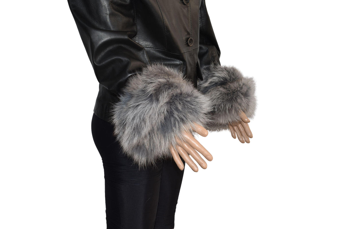 Gray Fox Fur Cuffs: Detachable Winter Coat Cuffs