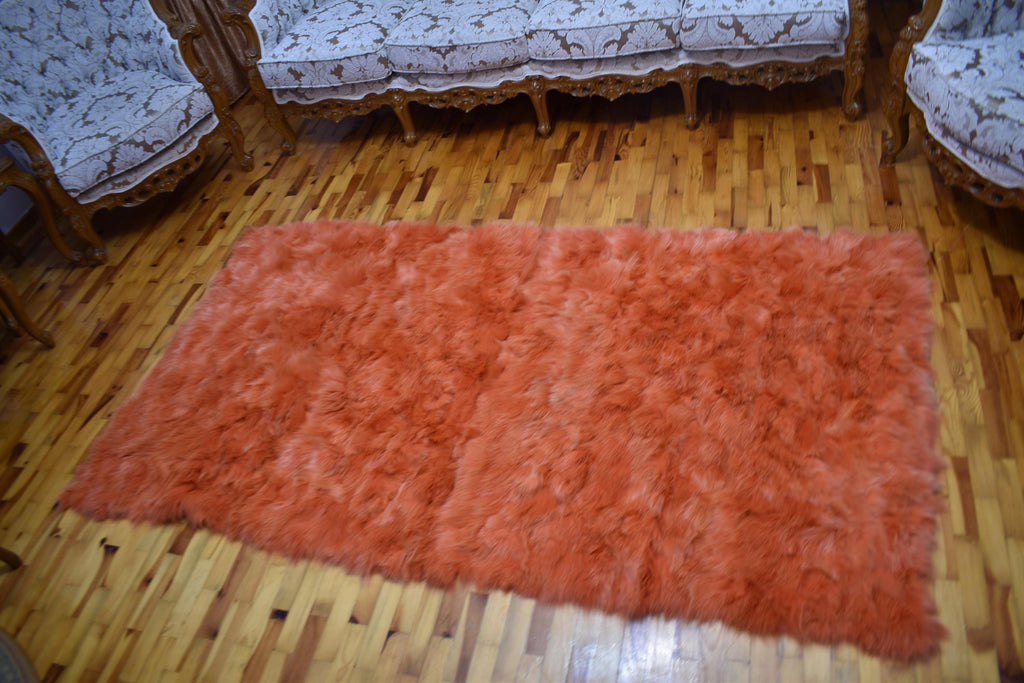 Luxurious Orange Fox Fur Throw Blanket: Velvet Lined