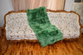 Fluffy Green Fox Fur Blanket: Luxurious Fur Rug, Velvet Lining