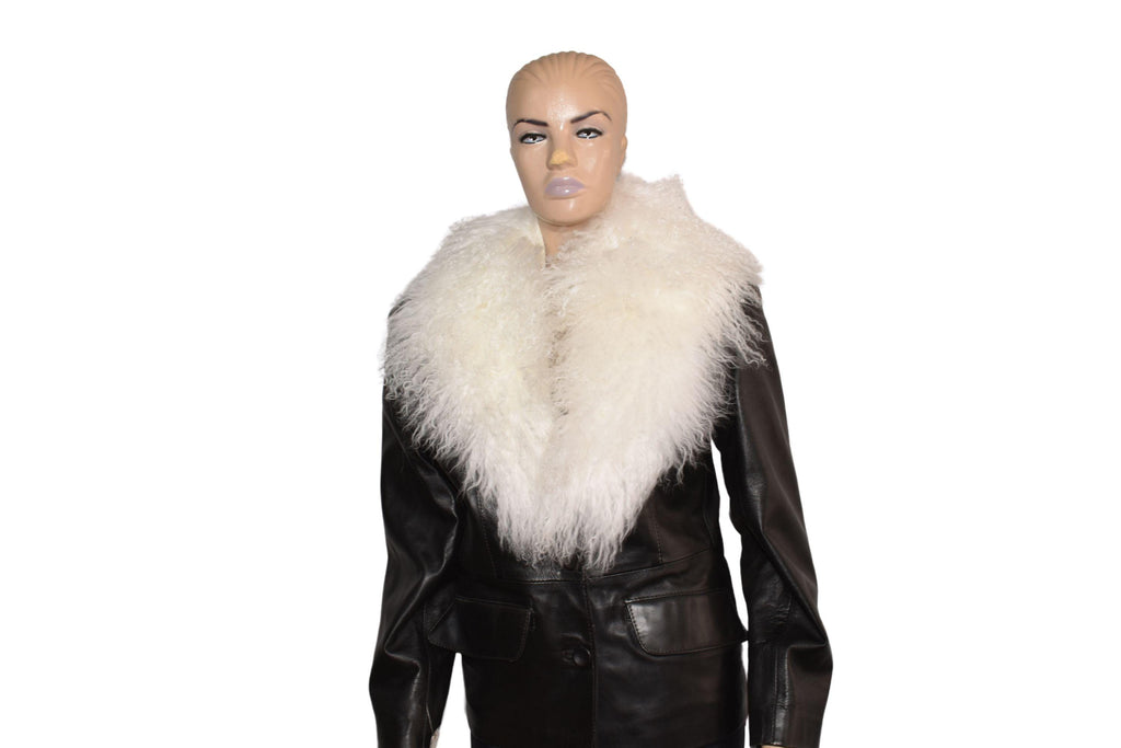 Handmade White Mongolian Lamb Fur Collar