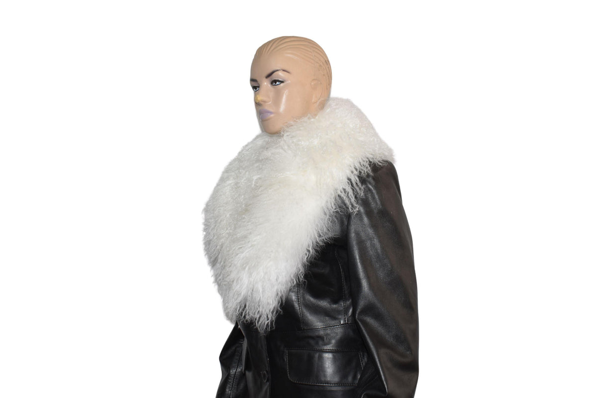 Handmade White Mongolian Lamb Fur Collar