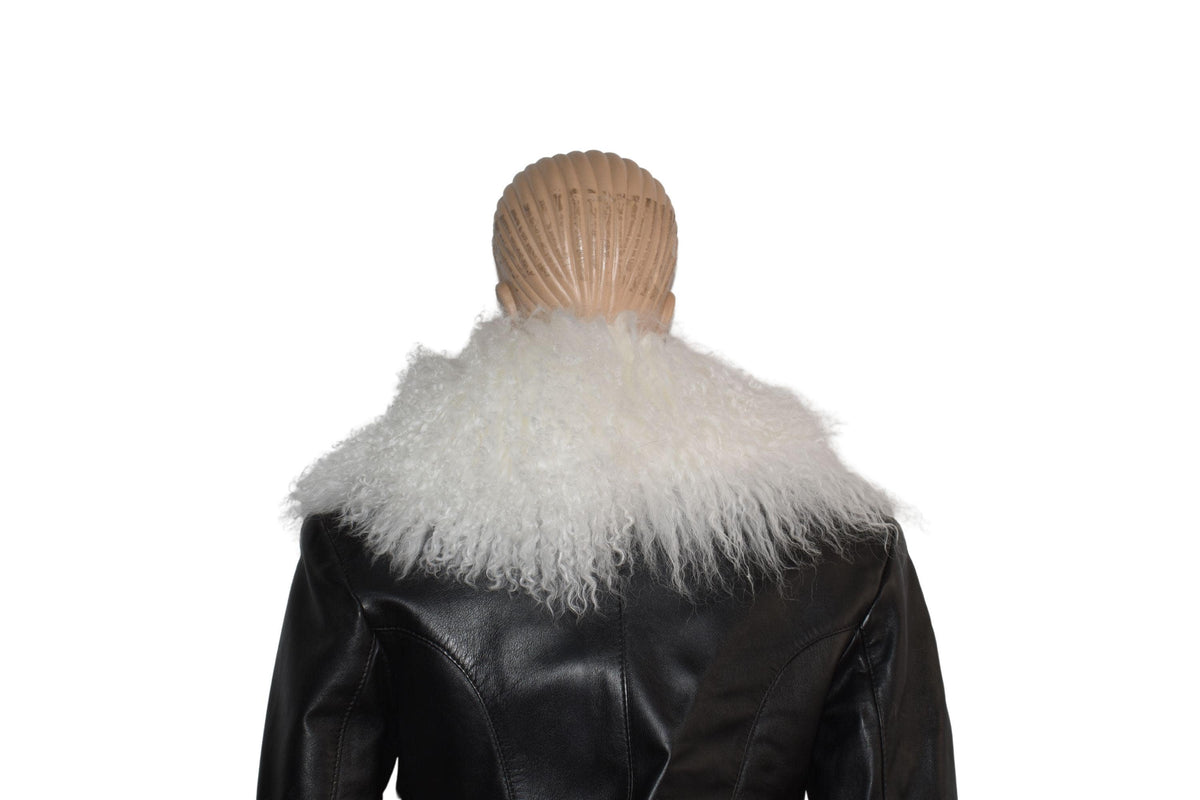 Handmade White Mongolian Lamb Fur Collar