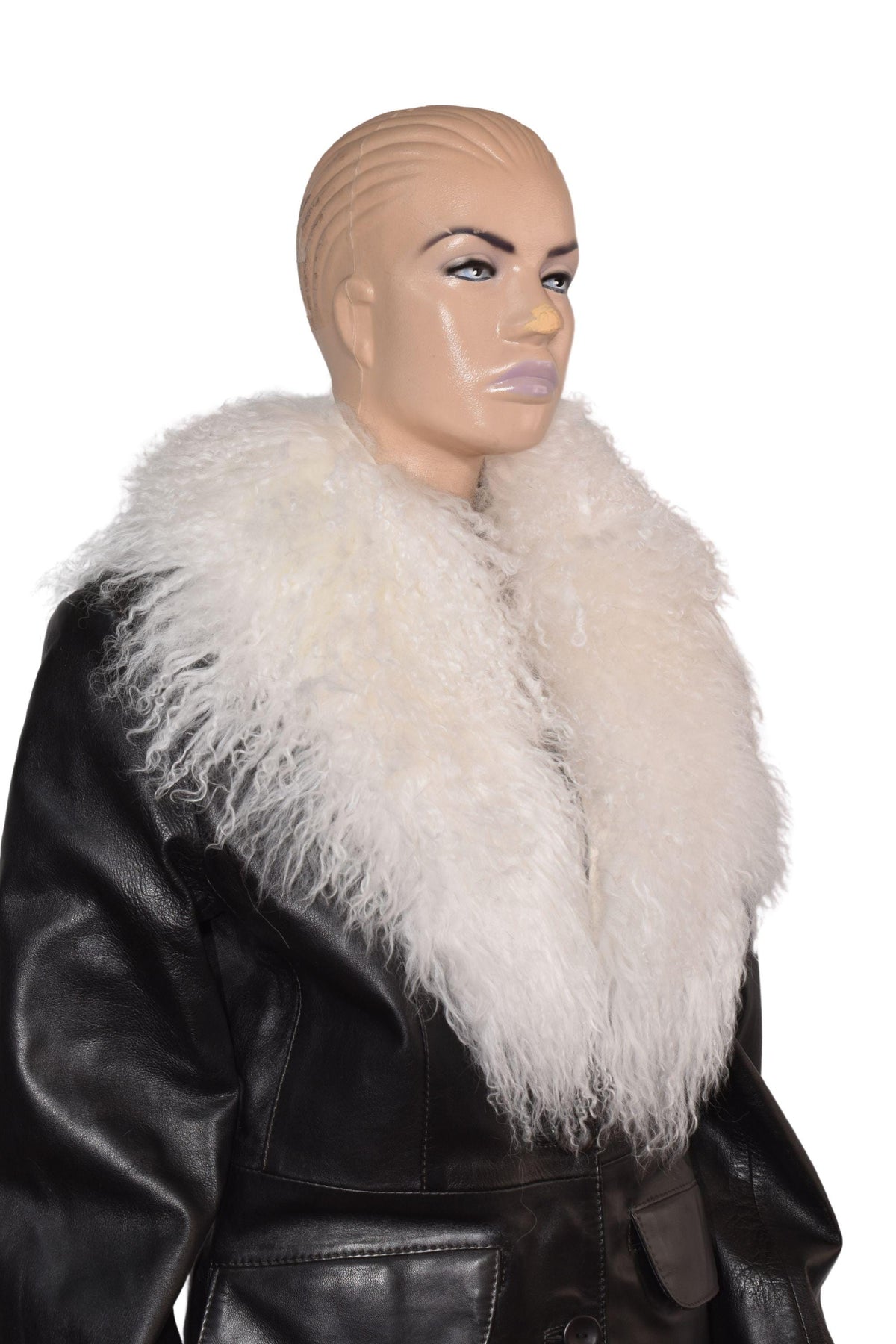 Handmade White Mongolian Lamb Fur Collar