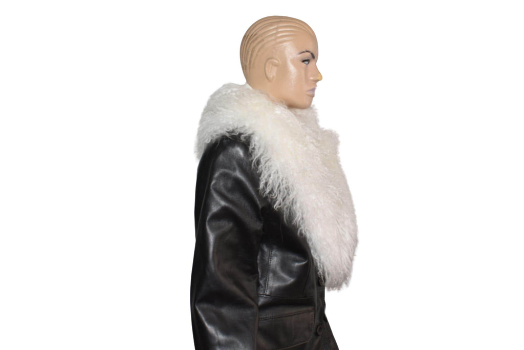 Handmade White Mongolian Lamb Fur Collar