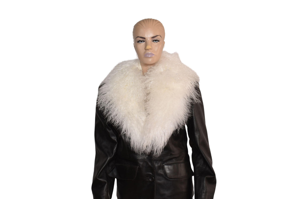 Handmade White Mongolian Lamb Fur Collar
