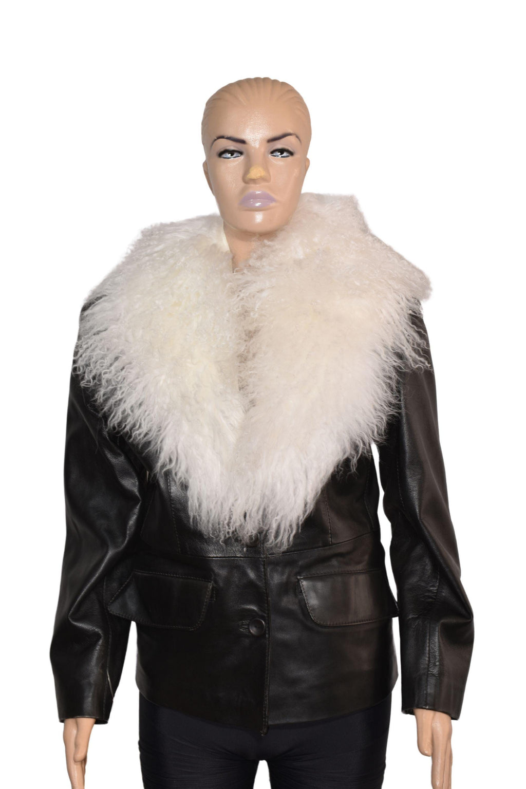 Handmade White Mongolian Lamb Fur Collar