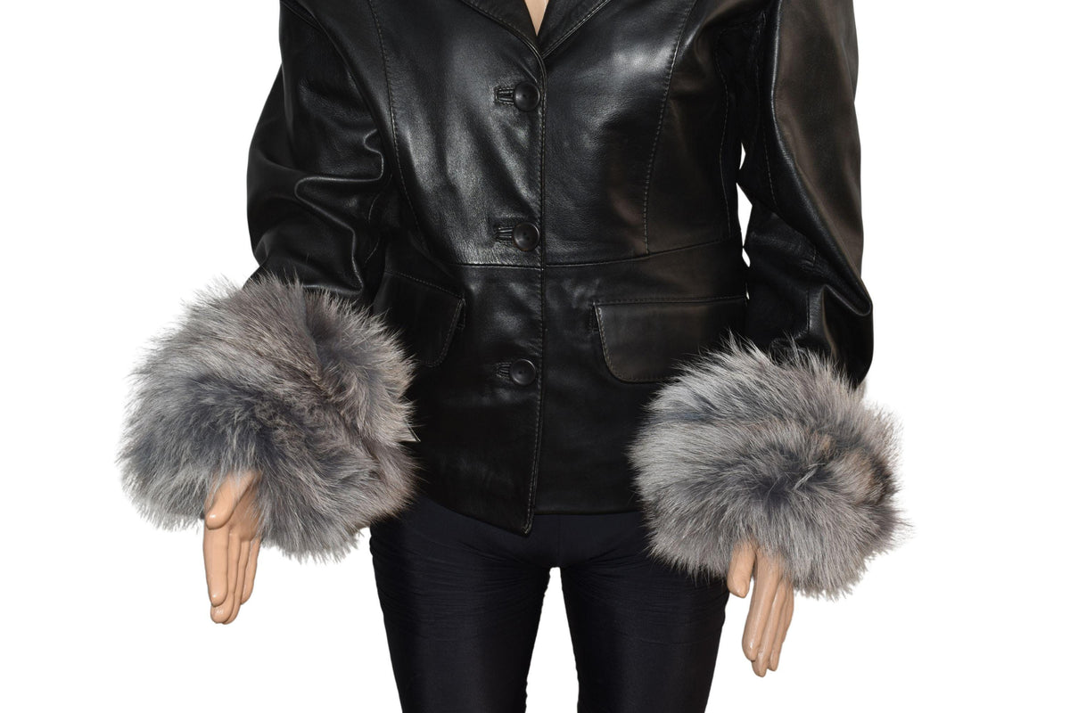 Gray Fox Fur Cuffs: Detachable Winter Coat Cuffs