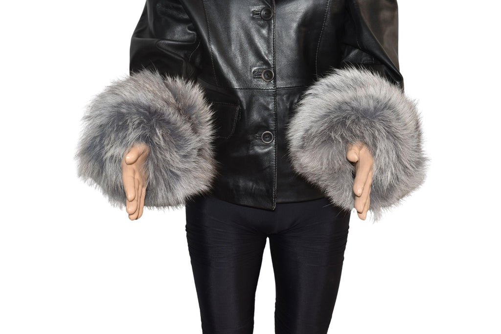 Gray Fox Fur Cuffs: Detachable Winter Coat Cuffs