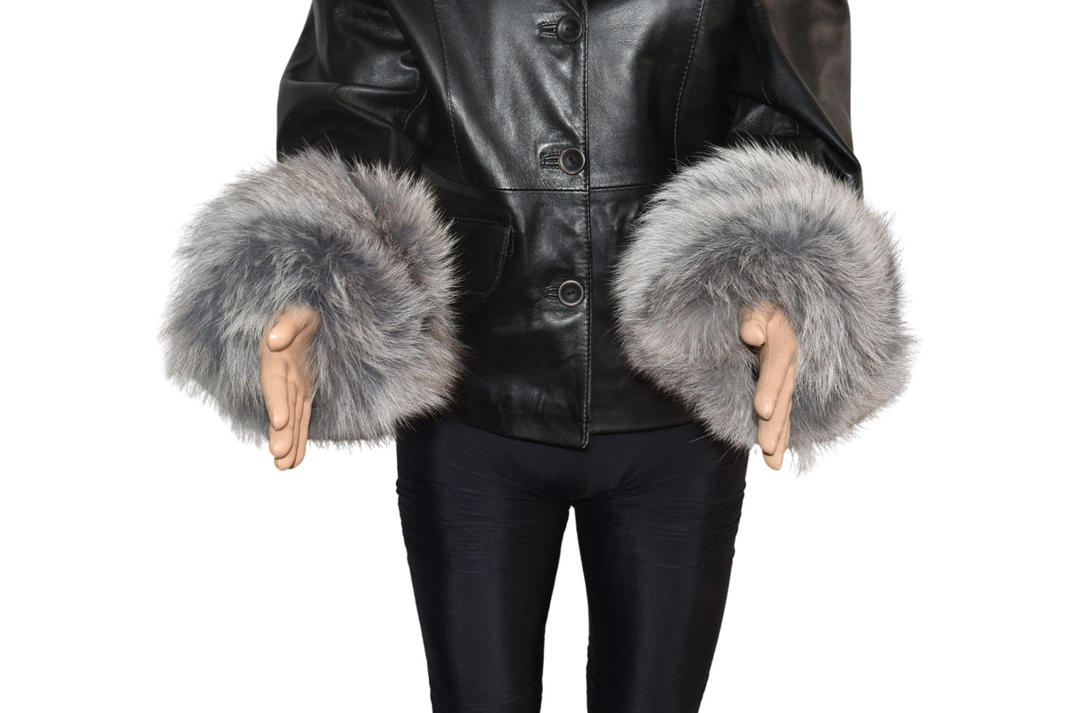 Gray Fox Fur Cuffs: Detachable Winter Coat Cuffs