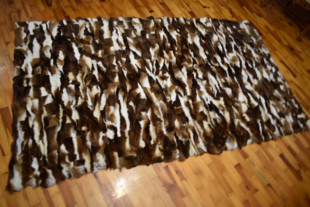 Luxurious Rex Rabbit Fur Throw Blanket - Velvet Lined