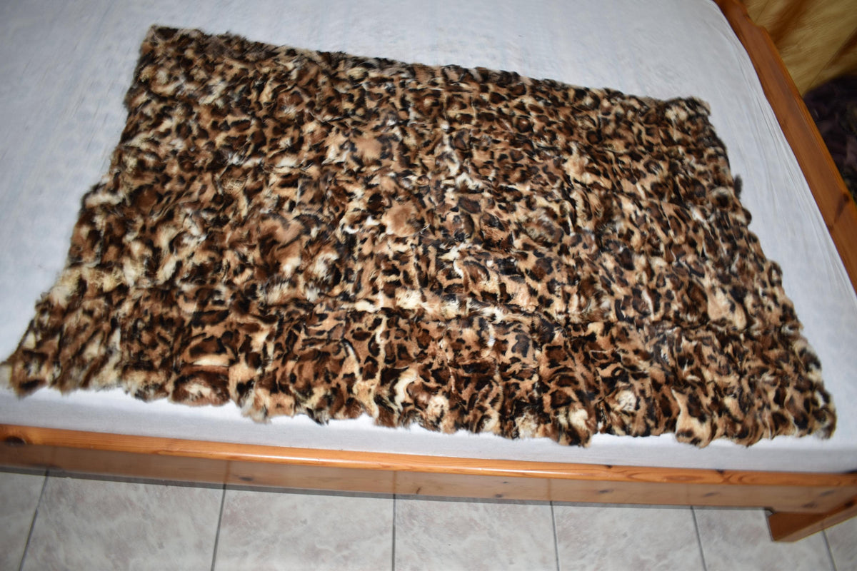 Rex Rabbit Fur Blanket: Animal Print Velvet Lining