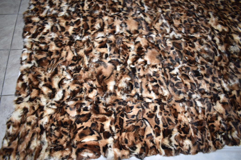 Rex Rabbit Fur Blanket: Animal Print Velvet Lining
