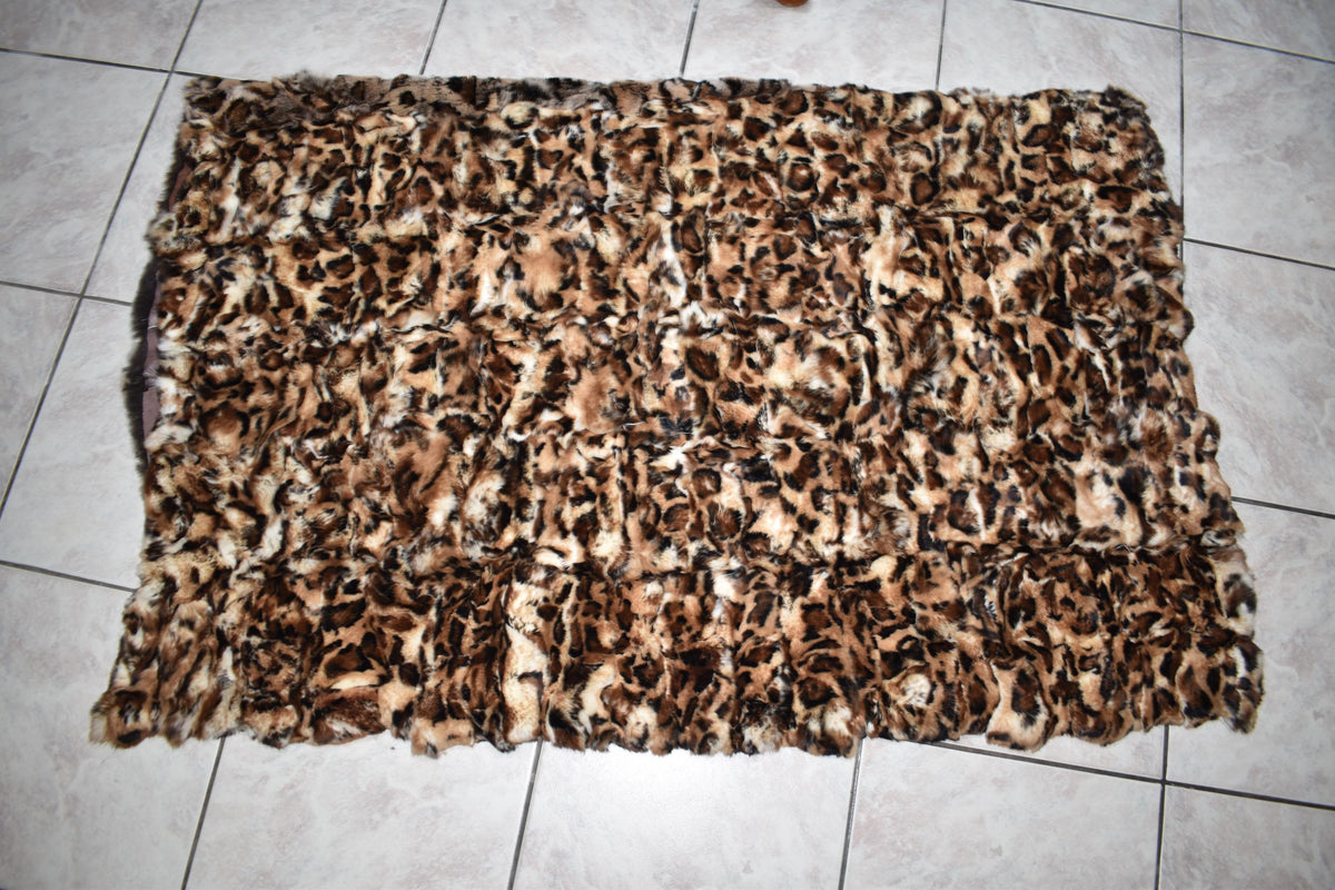 Rex Rabbit Fur Blanket: Animal Print Velvet Lining