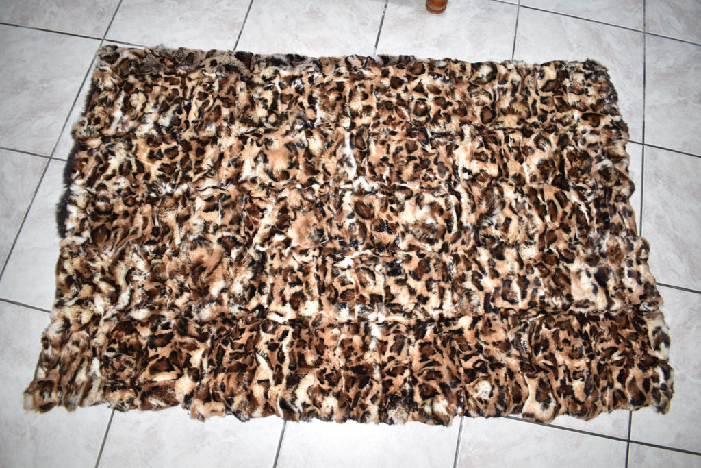 Rex Rabbit Fur Blanket: Animal Print Velvet Lining