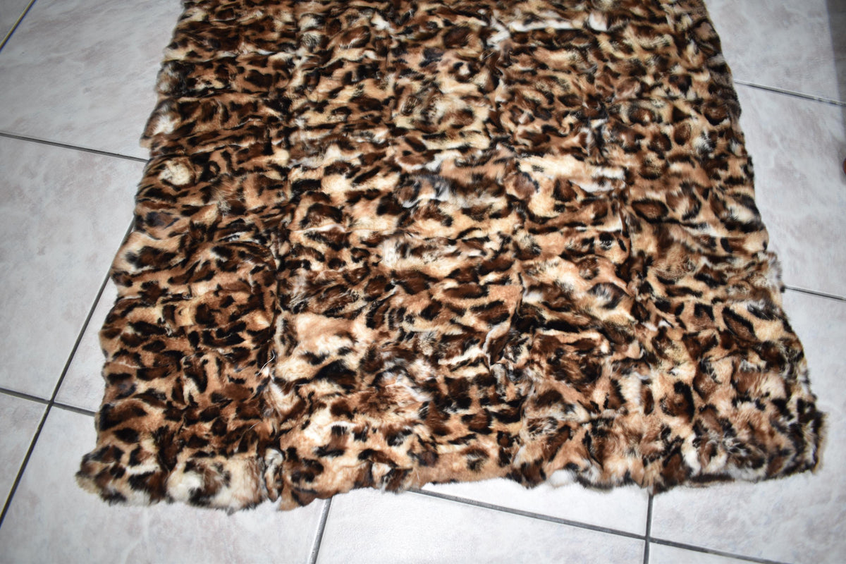 Rex Rabbit Fur Blanket: Animal Print Velvet Lining