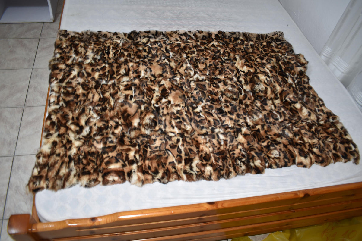Rex Rabbit Fur Blanket: Animal Print Velvet Lining
