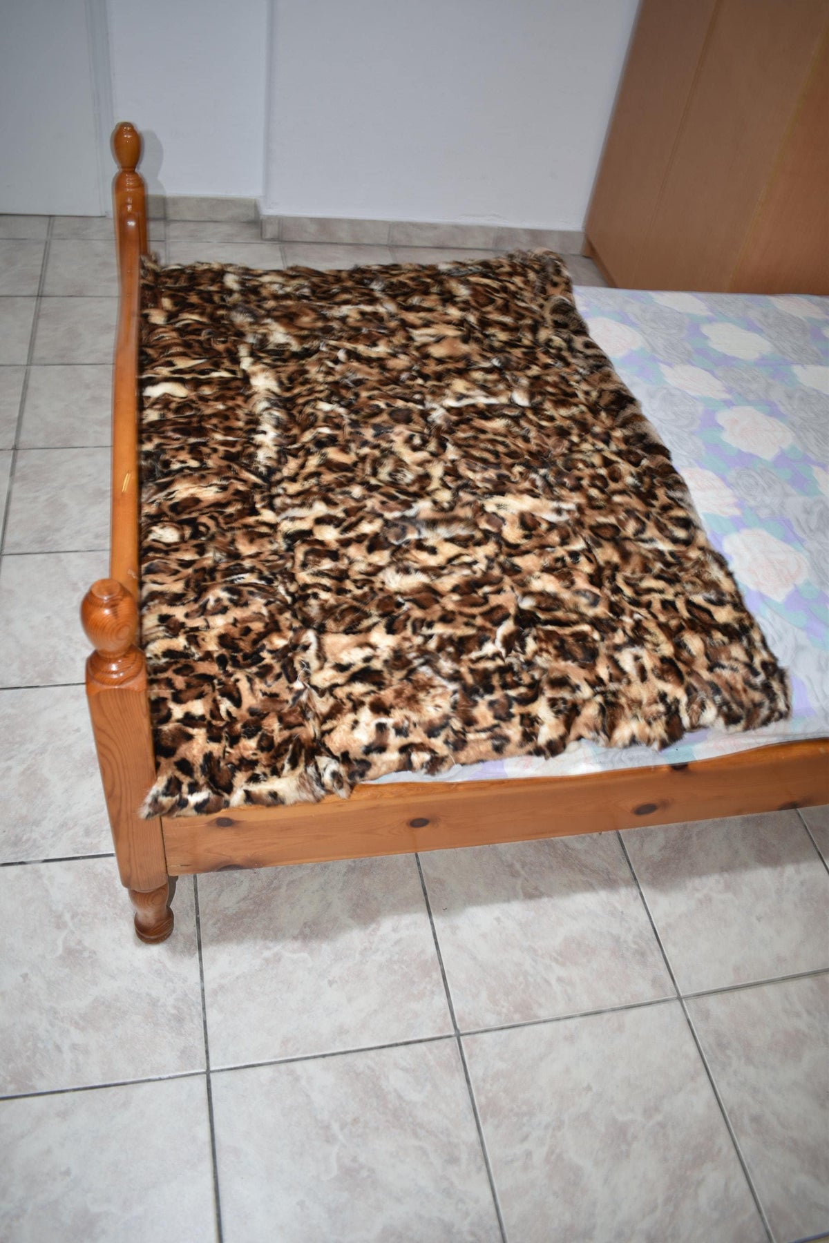 Rex Rabbit Fur Blanket: Animal Print Velvet Lining
