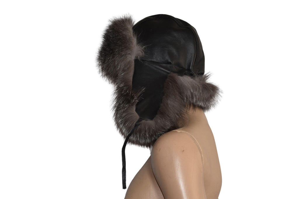 Silver Fox Fur Hat | Ushanka Russian Hat | Aviator Fur Hat | Fox Fur Trapper Hat  | Men Fur Hat | Natural Fox Fur Hat | Gift For Her