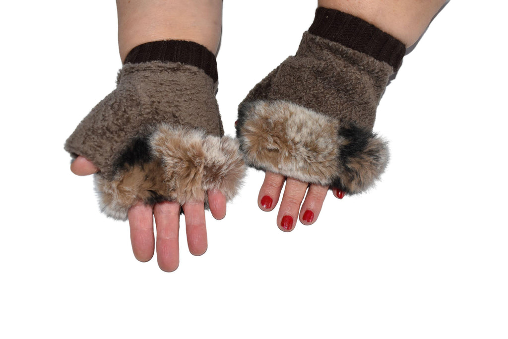 Sheepskin Fingerless Gloves: Shearling Fur Lined, Handmade in Greece