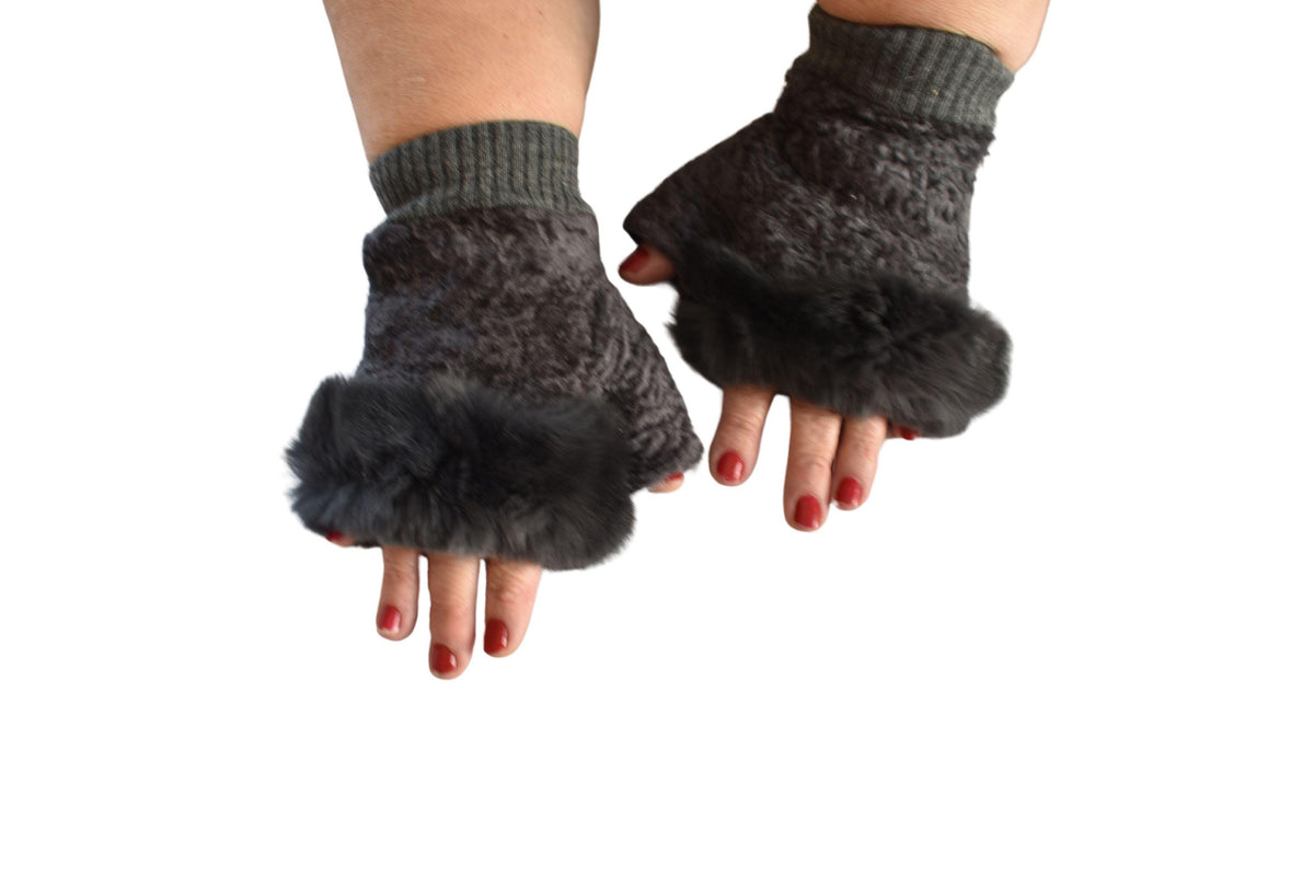 Sheepskin Shearling Fur Lined Gloves |  sheepskin Fingerless Gloves | Christmas gift