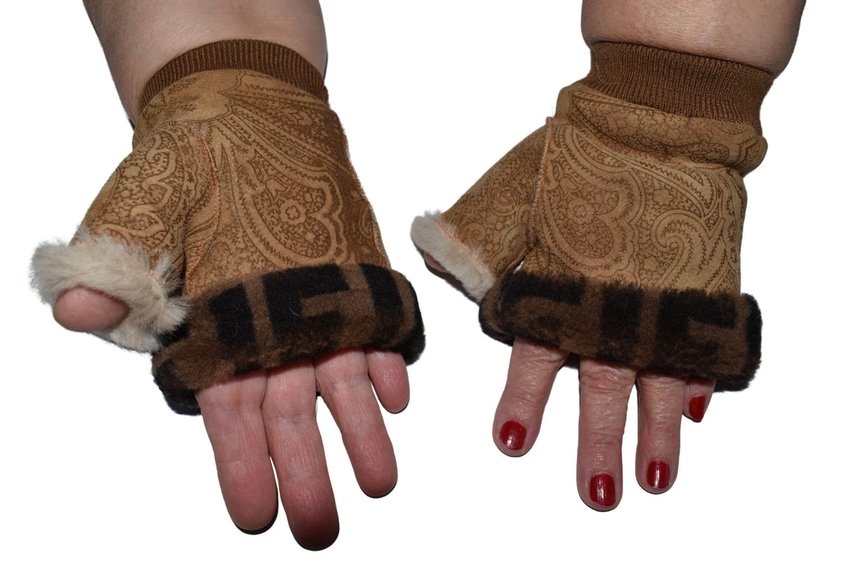 Handmade Shearling Fingerless Gloves: Genuine Sheepskin, Unisex Winter Gift