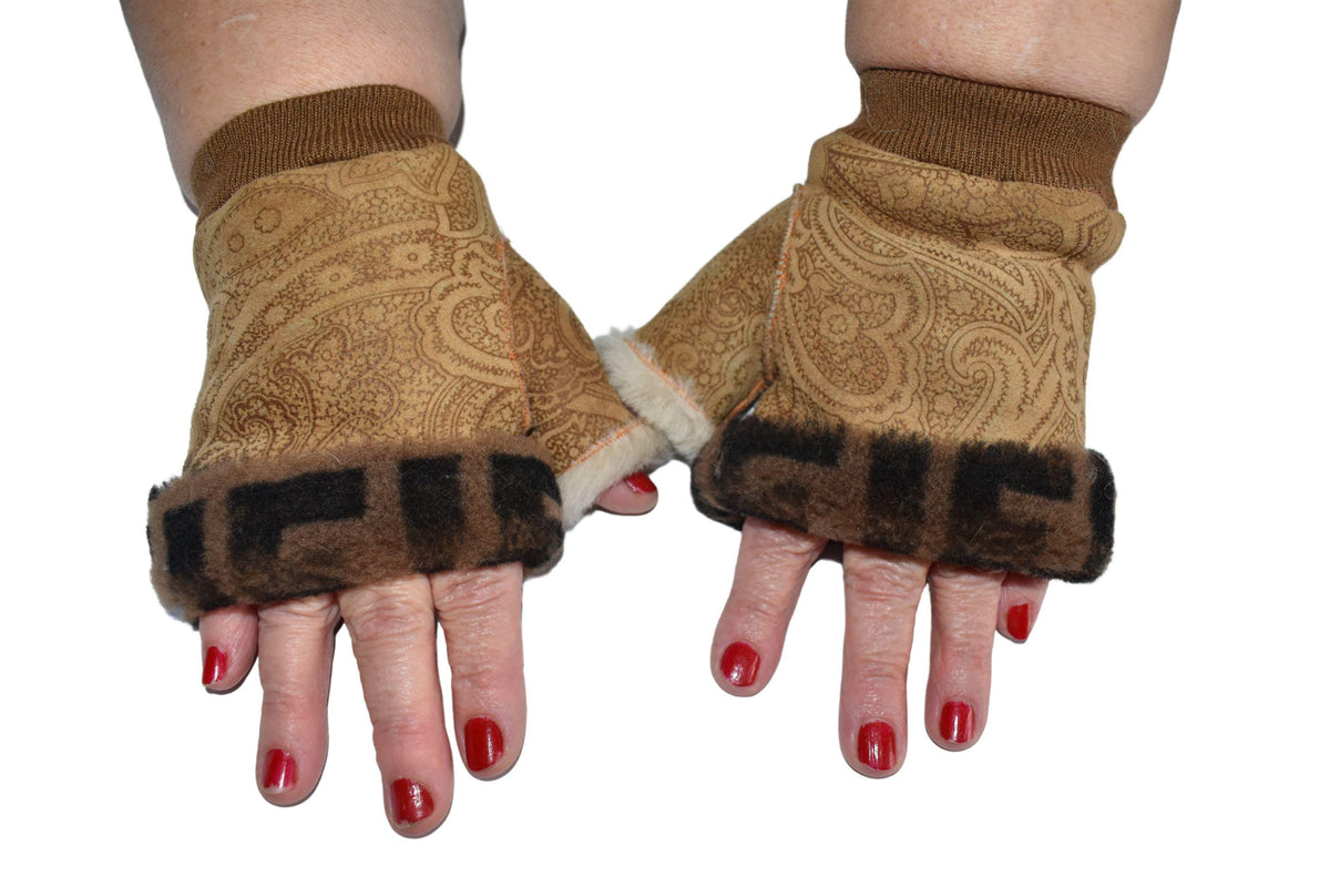 Handmade Shearling Fingerless Gloves: Genuine Sheepskin, Unisex Winter Gift