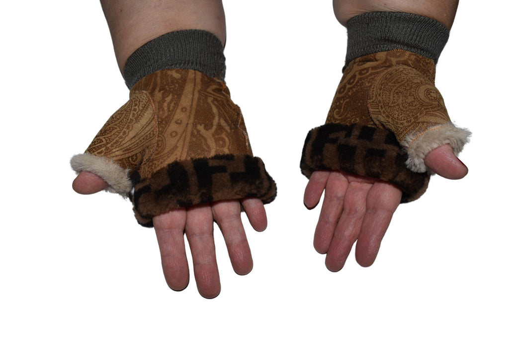 Handmade Shearling Fingerless Gloves: Sheepskin Winter Gift