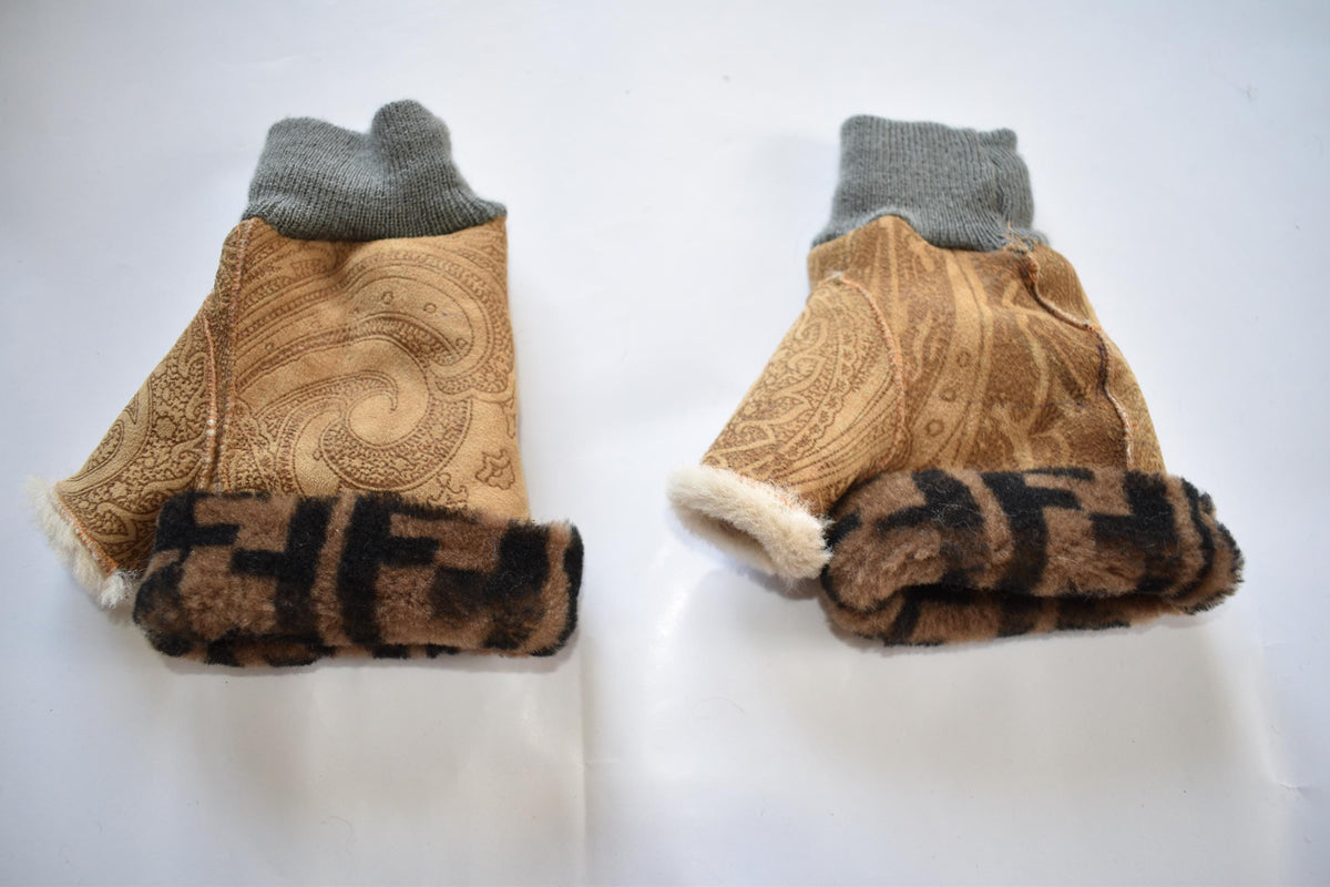 Handmade Shearling Fingerless Gloves: Sheepskin Winter Gift