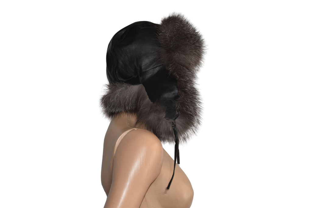 Silver Fox Fur Hat | Ushanka Russian Hat | Aviator Fur Hat | Fox Fur Trapper Hat  | Men Fur Hat | Natural Fox Fur Hat | Gift For Her