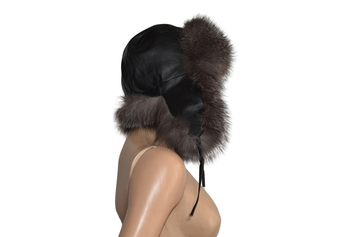 Silver Fox Fur Hat | Ushanka Russian Hat | Aviator Fur Hat | Fox Fur Trapper Hat  | Men Fur Hat | Natural Fox Fur Hat | Gift For Her