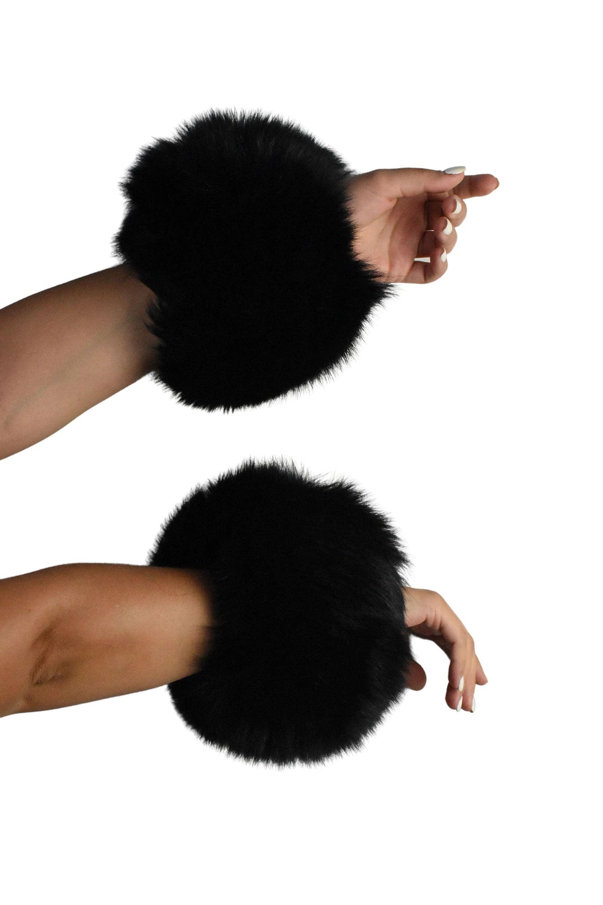 Black Fox Fur Collar & Detachable Fox Fur Cuffs , Sleeve Fur Cuffs and fur Collar, black Fur Coat collar / Gift For Her